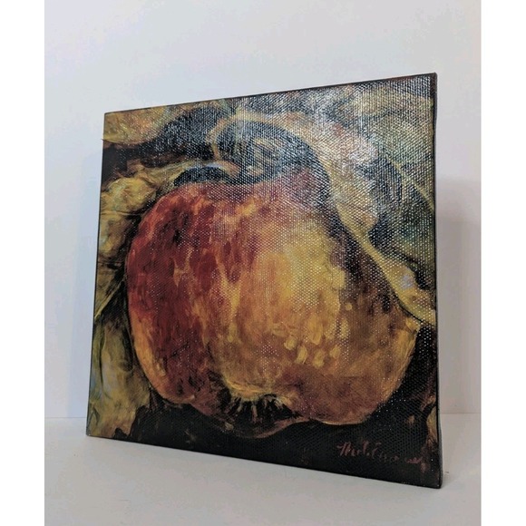 Red Apple by Nicole Etienne 11.5"x11.5" 2007 Canvas Transfer Print Signed Fruit - Picture 11 of 13